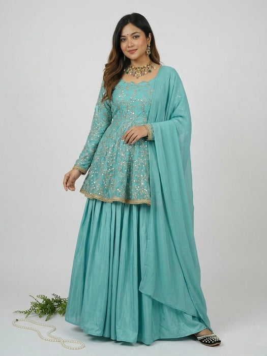 Heavy Fandy Silk With Heavy Embroidery 5mm Sequence Work Salwar Kameez