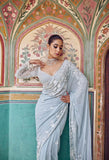 Party Wear Heavy Faux Georgette Saree Embroidery Work