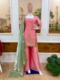 3 PIECES KURTI PLAZZO & DUPATTA WITH EMBROIDERY WORK