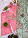 3 PIECES KURTI PLAZZO & DUPATTA WITH EMBROIDERY WORK