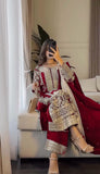 Designer Faux Georgette With Heavy Embroidery Sequence Work Top-Bottom And Dupatta Set