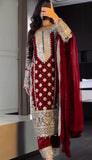 Designer Faux Georgette With Heavy Embroidery Sequence Work Top-Bottom And Dupatta Set