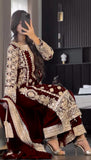 Designer Faux Georgette With Heavy Embroidery Sequence Work Top-Bottom And Dupatta Set