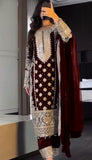 Designer Faux Georgette With Heavy Embroidery Sequence Work Top-Bottom And Dupatta Set