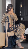 Designer Faux Georgette With Heavy Embroidery Sequence Work Top-Bottom And Dupatta Set