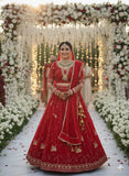 Beautiful Peacock Design Faux Georgette Lehenga Embellished With Beautiful Embroidery Work With Jari Work And Heavy  Sequins Work