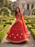 Beautiful Peacock Design Faux Georgette Lehenga Embellished With Beautiful Embroidery Work With Jari Work And Heavy  Sequins Work