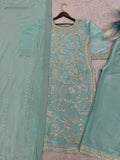 NEW READY TO WEAR SPACIAL FANCY DESIGN HEAVY EMBROIDERY AND SEQUENCE WORK TOP - PLAZZO WITH DUPATTA