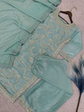 NEW READY TO WEAR SPACIAL FANCY DESIGN HEAVY EMBROIDERY AND SEQUENCE WORK TOP - PLAZZO WITH DUPATTA
