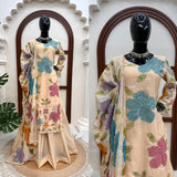Tibby Organza Silk with Soft Micro Inner Lining & Brush Print With Intricate Sequence work Salwar Kameez
