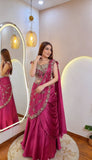 New Trending Lehenga Style Saree indo-Western With Blouse set With Embroidery Work