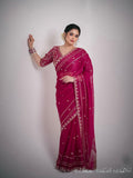 Designer Fandy Satin Silk Saree With Embroidery Work