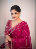 Designer Fandy Satin Silk Saree With Embroidery Work