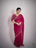 Designer Fandy Satin Silk Saree With Embroidery Work