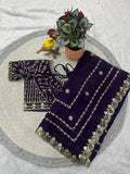 Designer Fandy Satin Silk Saree With Embroidery Work