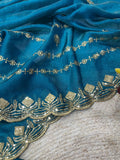 Designer Fandy Satin Silk Saree With Embroidery Work