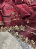 Designer Fandy Satin Silk Saree With Embroidery Work