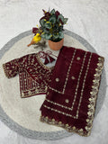 Designer Fandy Satin Silk Saree With Embroidery Work