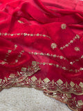 Designer Fandy Satin Silk Saree With Embroidery Work