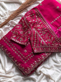 Designer Fandy Satin Silk Saree With Embroidery Work
