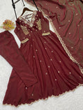 BEAUTIFUL VICHITRA WITH BEADS SEQUENCE EMBROIDERY WORK SALWAR KAMEEZ