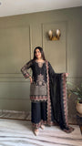 Designer Faux Georgette Salwar Kameez With Embroidery And Sequins Work