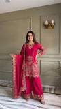 Designer Faux Georgette Salwar Kameez With Embroidery And Sequins Work