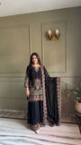 Designer Faux Georgette Salwar Kameez With Embroidery And Sequins Work