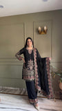 Designer Faux Georgette Salwar Kameez With Embroidery And Sequins Work
