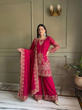 Designer Faux Georgette Salwar Kameez With Embroidery And Sequins Work