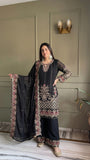 Designer Faux Georgette Salwar Kameez With Embroidery And Sequins Work