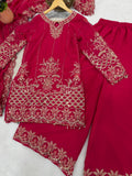 Designer Faux Georgette Salwar Kameez With Embroidery And Sequins Work