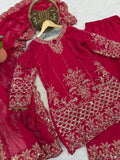 Designer Faux Georgette Salwar Kameez With Embroidery And Sequins Work