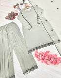 Heavy faux Georgette With Embroidery work New Designer Party Wear Look top with farshi plazzo