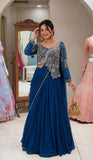 Full Stitched Rangoli fabric with Embroidery Sequence work Lehenga Choli