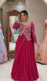 Full Stitched Rangoli fabric with Embroidery Sequence work Lehenga Choli