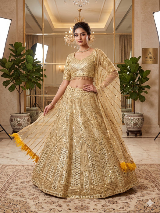 Most Beautiful Latest Designer Premium Soft Net Lehenga Choli With Coding Work And Heavy Sequins Work