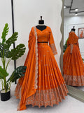 Beautifl Satin Silk Lehenga Choli With Heavy thread with Sequnce Work