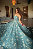 Heavy Crushi Silk With Bids Hand Work and Embroidery Work New Designer Anarkali Suit