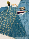 Heavy Crushi Silk With Bids Hand Work and Embroidery Work New Designer Anarkali Suit