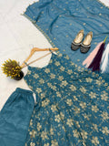 Heavy Crushi Silk With Bids Hand Work and Embroidery Work New Designer Anarkali Suit