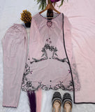 Heavy Natural Crep Silk and Multi Cotton Dagha Embroidery Work Salwar Kameez