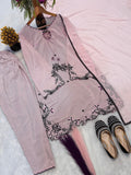 Heavy Natural Crep Silk and Multi Cotton Dagha Embroidery Work Salwar Kameez