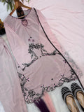 Heavy Natural Crep Silk and Multi Cotton Dagha Embroidery Work Salwar Kameez