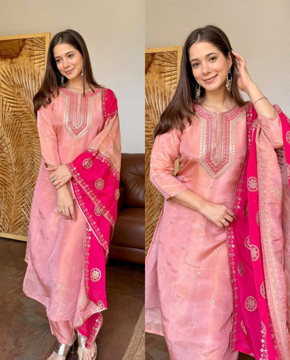 Fendy Silk with Embroidery Sequence Work Beautiful Salwar Kameez