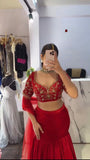Faux Georgette LEHENGA SAREE with thread Sequence Work