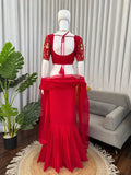Faux Georgette LEHENGA SAREE with thread Sequence Work