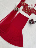 Faux Georgette LEHENGA SAREE with thread Sequence Work