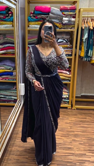 NEW SUPERHIT TRENDING READY TO WEAR SAREE WITH FULLY EMBROIDERED STYLIST BLOUSE