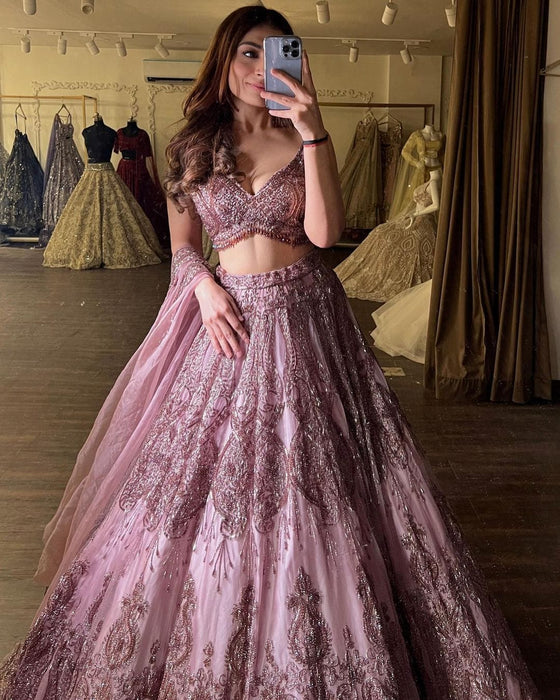 Latest Designer Premiums Heavy Soft Net Lehenga Choli With Beautiful Glitter Dori And Sequins Work